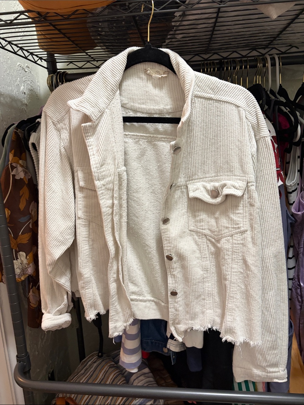 Altar'd State Cream Corduroy Shacket